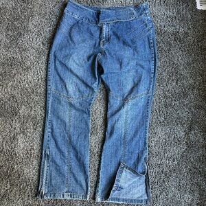 Vintage Luxury Blues Belted Straight Leg Blue Jeans
